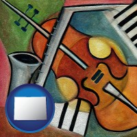 colorado map icon and musical instruments