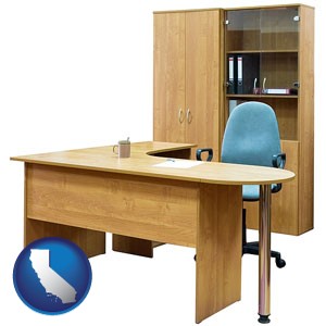 office furniture (a desk, chair, bookcase, and cabinet) - with California icon