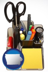 iowa map icon and office supplies