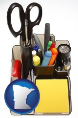 minnesota map icon and office supplies