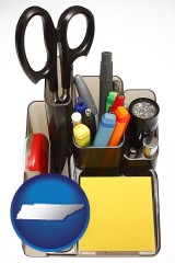 tennessee map icon and office supplies