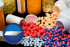 tennessee map icon and pharmaceutical products
