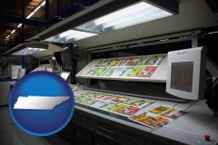 tennessee map icon and a commercial offset printing press