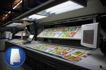 a commercial offset printing press - with Alabama icon