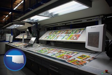 a commercial offset printing press - with Oklahoma icon