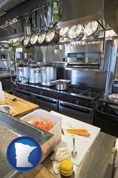 a restaurant kitchen - with Minnesota icon