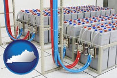 kentucky map icon and industrial strength storage batteries