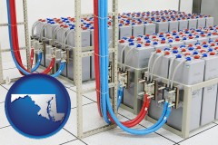 maryland map icon and industrial strength storage batteries