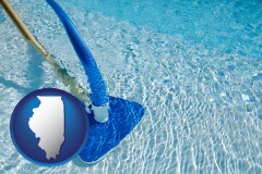 illinois map icon and a swimming pool vacuum cleaner
