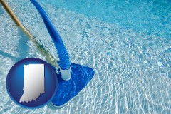 indiana map icon and a swimming pool vacuum cleaner
