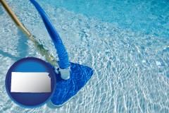 kansas map icon and a swimming pool vacuum cleaner