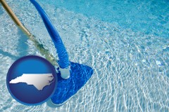 north-carolina map icon and a swimming pool vacuum cleaner