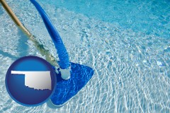 oklahoma map icon and a swimming pool vacuum cleaner