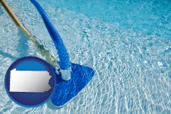 pennsylvania map icon and a swimming pool vacuum cleaner