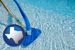 texas map icon and a swimming pool vacuum cleaner