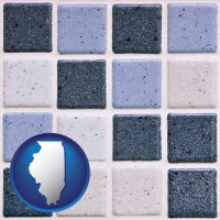 illinois map icon and bathroom tiles