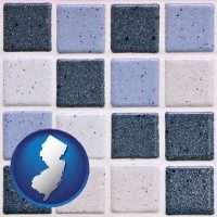 new-jersey map icon and bathroom tiles