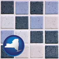 new-york map icon and bathroom tiles