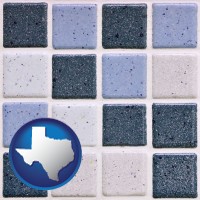 texas map icon and bathroom tiles