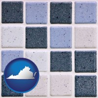 virginia map icon and bathroom tiles