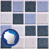 wisconsin map icon and bathroom tiles