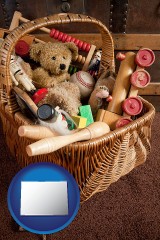 colorado map icon and vintage toys