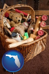 florida map icon and vintage toys