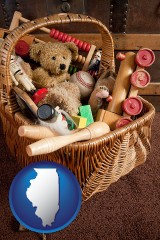 illinois map icon and vintage toys