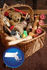 massachusetts map icon and vintage toys
