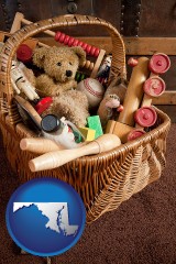 maryland map icon and vintage toys