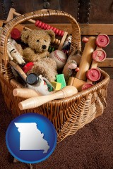 missouri map icon and vintage toys