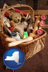 new-york map icon and vintage toys