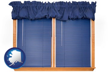 window blinds and valance curtains - with Alaska icon