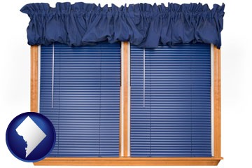 window blinds and valance curtains - with Washington, DC icon